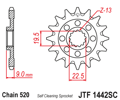 JT SPROCKETS gear wheel JTF1442.13SC (225913jt)